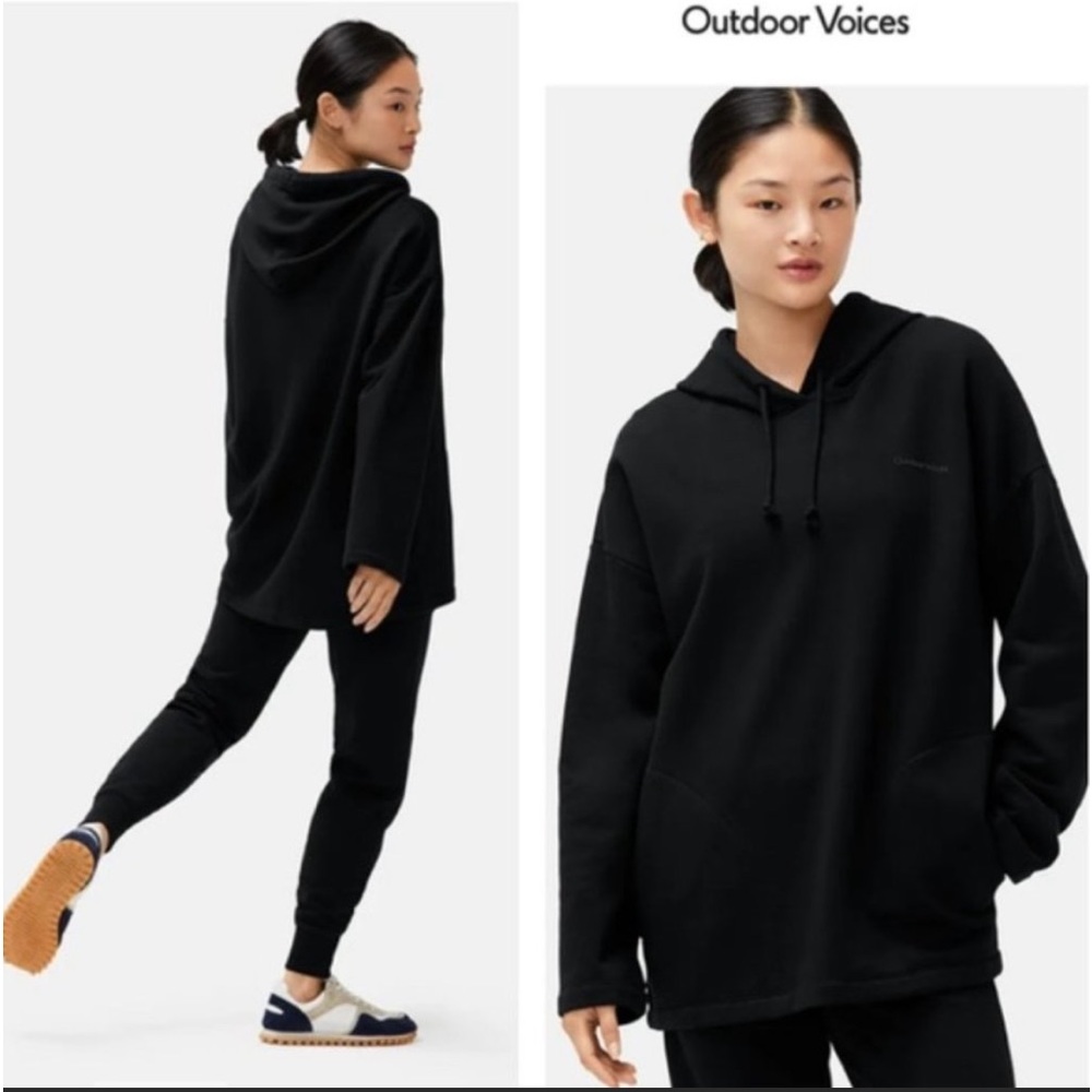 OUTDOOR VOICES Cotton Terry Pickup Oversized Hoodie - Black, EUC, Size X…